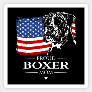 Proud Boxer Dog Mom American Flag patriotic dog Sticker